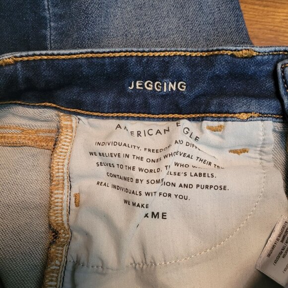 American Eagle Jeans 4 L Next Level Stretch Jegging Low Rise Medium Dark Denim - Picture 5 of 12